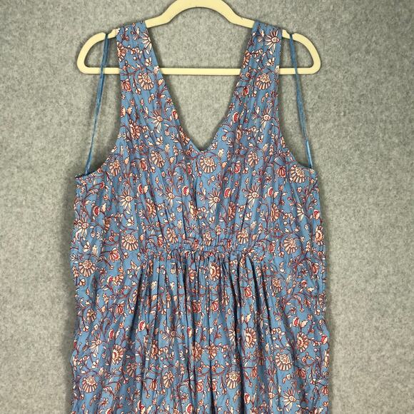 Lucky Brand Dress Womens Plus 1X Blue Maxi Floral Western Peasant Cottage Flowy - Picture 7 of 10